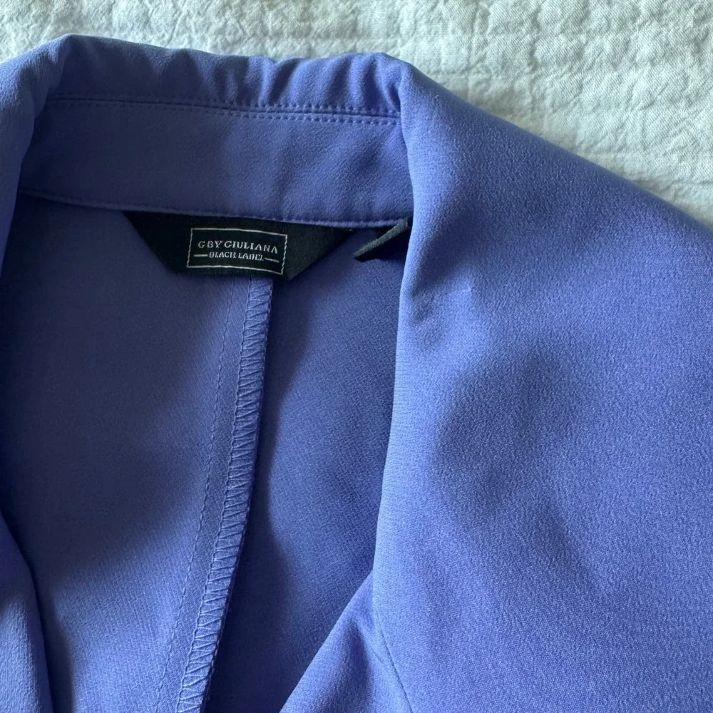 G by Giuliana Black Label Periwinkle Trench Coat Belted XXS Quiet Luxury Peppy - Picture 5 of 11